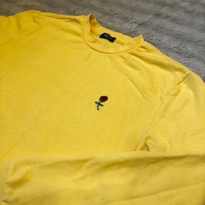 Yellow Embroidered Rose Sweatshirt